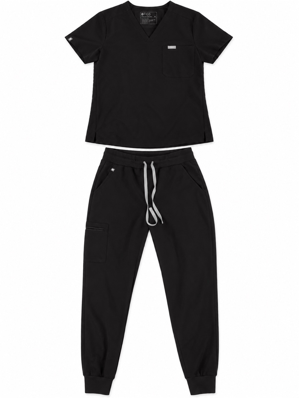 FIGS Technical Collection Black Scrub Set Top & Jogger Pants Size Medium M